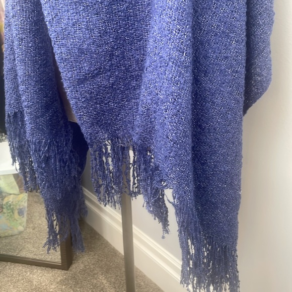 Free People Blue fringe blanket scarf New with Tags one size - Picture 3 of 8